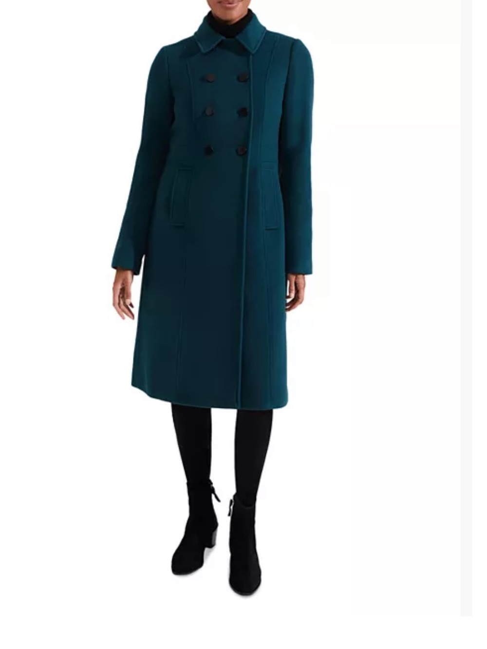 Hobb’s London Jude Double Breasted Teal Wool Coat - Picture 3 of 11